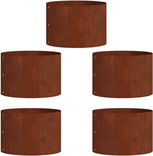 vidaXL Pflanzenring Set aus wetterfestem Stahl in Braun, 5 Stück, B/T/H: 30 x 30 x 20 cm - Bild 1