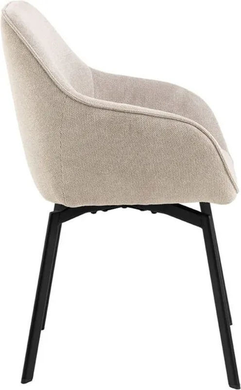 EBUY24 Esszimmerstuhl Clara mit Armlehnen aus Stoff und Metall in Beige - Bild 1