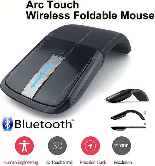 Microsoft Arc Mouse Bluetooth kabellose optische Maus, faltbar und ergonomisch, in Schwarz oder Weiß - Bild 1