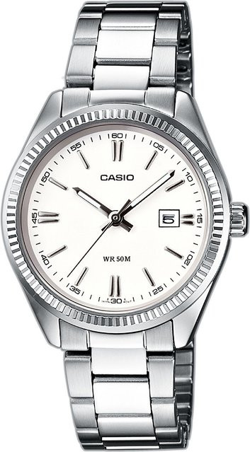 Casio Damenuhr, Quarz, Edelstahl, 30 mm, Weiß, 5 ATM - Bild 1