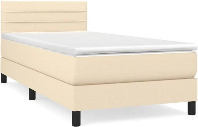 vidaXL Boxspringbett mit Matratze Hybrid-Design in Beige, B/T/H: 90 x 200 x 88 cm - Bild 1
