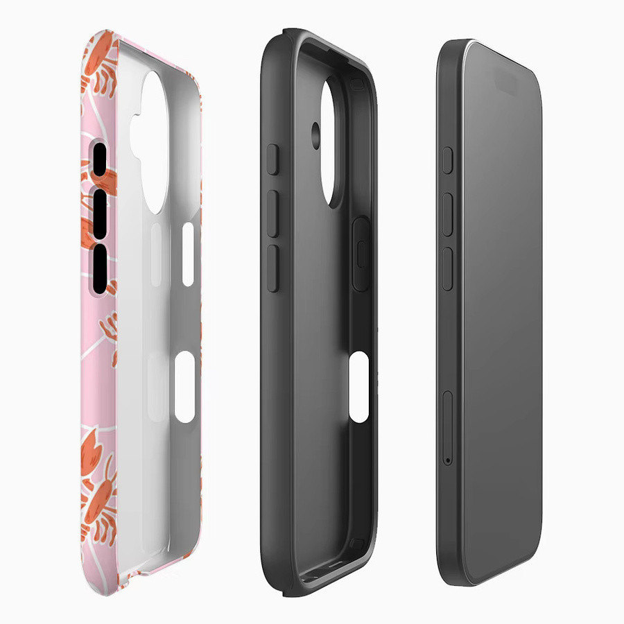 Handyhülle mit Hummer-Muster in Rosa für Apple iPhone 12 bis iPhone 17 Pro Max Plus mit doppelschichtiger Rückseite - Bild 2