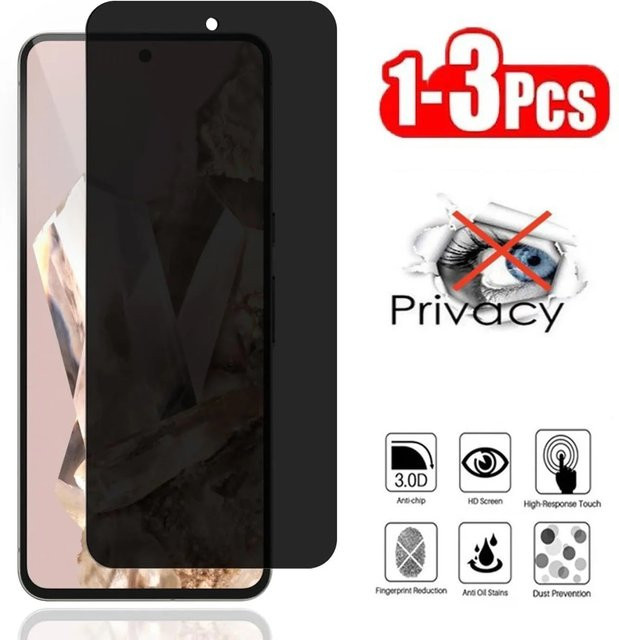 Sichtschutz Panzerglas aus gehärtetem Glas für Vivo iQOO Z8 Z8x Z9 11S 12 Pro Neo 7 9 Pro Global V100 V2313A Anti-Spy in Transparent - Bild 1