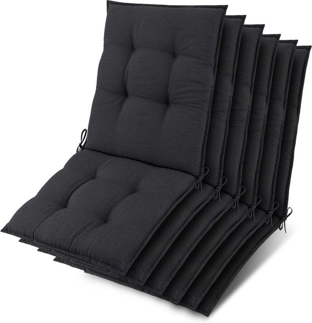 Beautissu 6er Set Sun-NL Auflagen für Niederlehner in Anthrazit, B/T/H: 105 x 50 x 8 cm - Bild 1