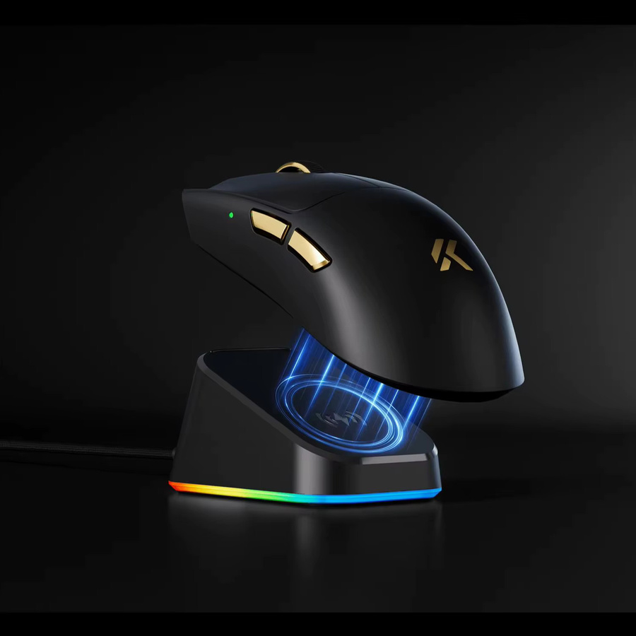 MCHOSE K7 V2 Kabellose Gaming-Maus mit PAW3955 TI Sensor, Dual 8K Polling Rate, 50000 DPI und magnetischer Ladestation in Schwarz - Bild 2