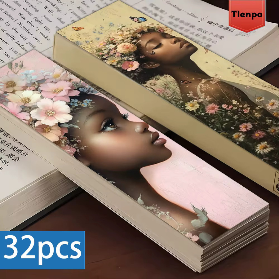 32 Stück Blumen-Lesezeichen aus Papier mit kreativen künstlerischen Designs in Multicolour - Bild 2