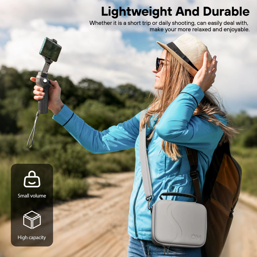 Tragbare DJI Schultertasche aus PU-Leder für Osmo Mobile 8, 7 und 7 Pro Gimbal-Stabilisatoren in Grau - Bild 3