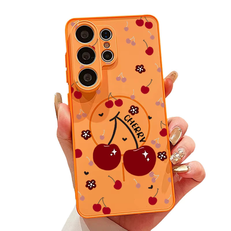 Magnetische Handyhülle mit Kirschmuster für Samsung Galaxy S26 S25 S24 S23 S22 Ultra Edge FE A56 A37 A16 A55 A36 A17 in Blau - Bild 4