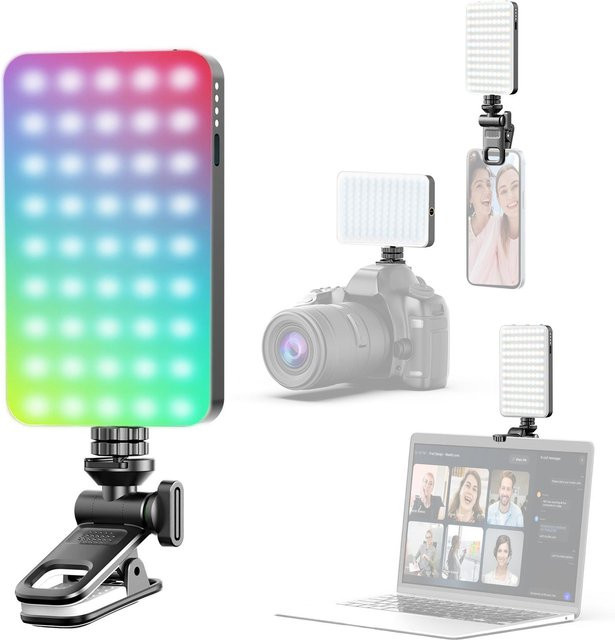 TOMTOP JMS RGBWW LED Video Licht mit 10 Beleuchtungseffekten, dimmbar, 2500K-9000K, Schwarz - Bild 1