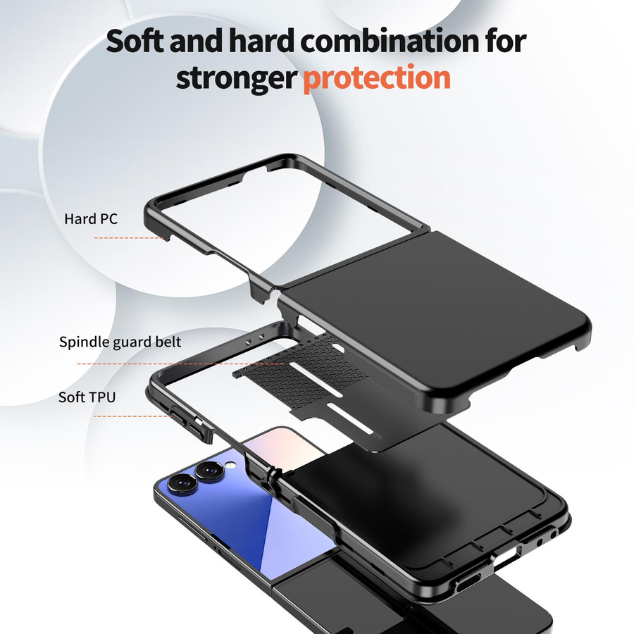 Stoßfeste 2 in 1 Handyhülle mit Scharnierverbindung für Samsung Galaxy Z Flip 7 6 5 aus hartem PC und weichem TPU in Schwarz oder Lila - Bild 5