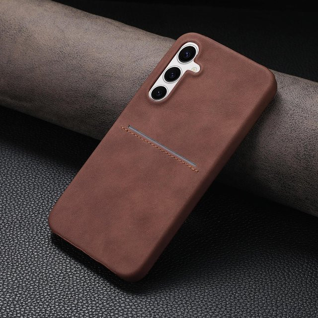 Schutzhülle mit Kartensteckplatz und Lammleder-Textur für Samsung Galaxy S26 S25 S24 S23 Ultra A55 A35 A15 A54 A34 in Braun - Bild 1