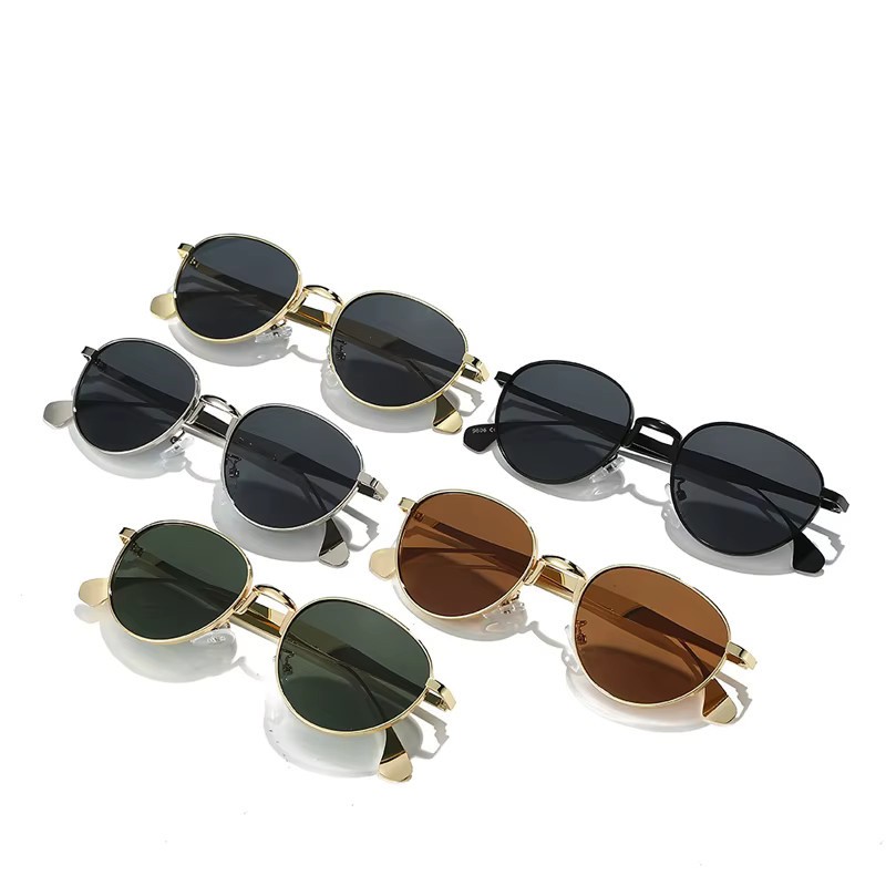 Julyrays Sonnenbrille, Rund, Metall, Vollrand, Damen, Gold, Braun - Bild 2