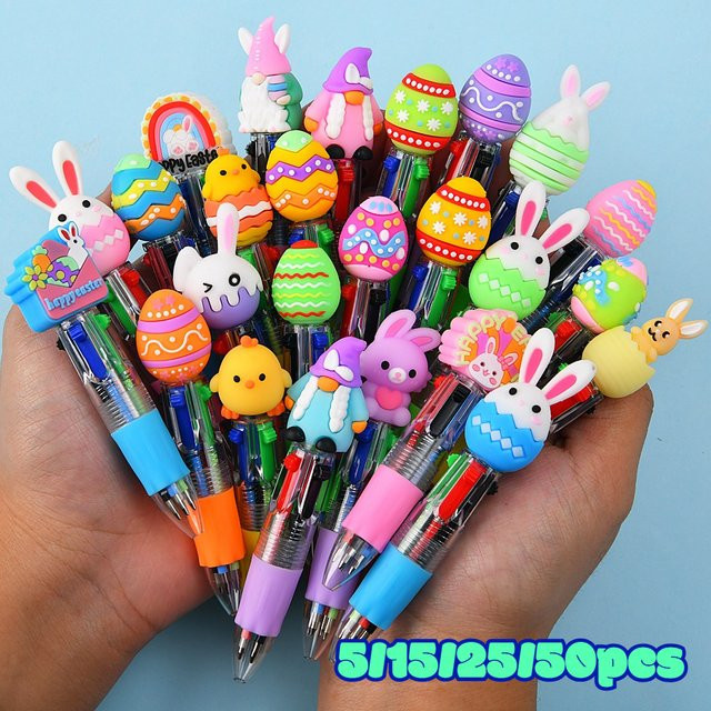 TWBEB Kugelschreiber mit Osterhasen-Motiv aus Silikon und Kunststoff, mehrfarbig, ideal als Geschenk für Kinder - Bild 1