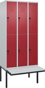C+P Doppelstock-Spind Classic PLUS Sitzbank mit 3 Abteilen und Sicherheits-Drehriegel, B/T/H: 212,0 x 90,0 x 81,5 cm - Bild 1