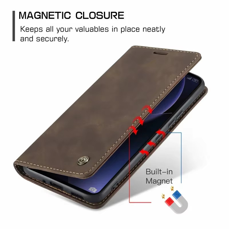 Luxus Leder Handyhülle Wallet Flip Card Cover für Xiaomi POCO X6 M6 X5 Pro C65 M5S F5 F3 X3 Redmi K70E K60 Ultra K50 in Schwarz und Braun - Bild 2