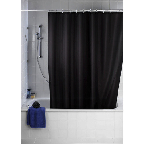 Wenko Anti-Schimmel Duschvorhang aus Polyester, Schwarz, B: 200 cm, H: 180 cm - Bild 3