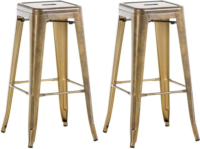 TPFLiving 2er Set Barhocker Joy aus Metall in Gold, Höhe: 77 cm, Breite: 43 cm, Tiefe: 43 cm - Bild 1