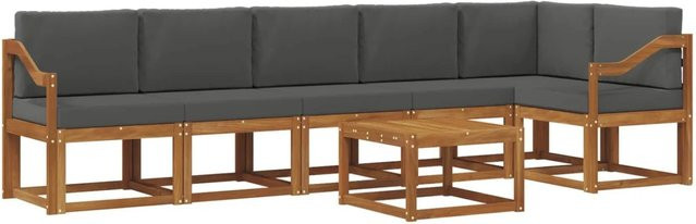 vidaXL Outdoor-Sofagarnitur aus Akazienholz in L-Form mit 7-teiligem Set, Farben: Natur und Anthrazit - Bild 1