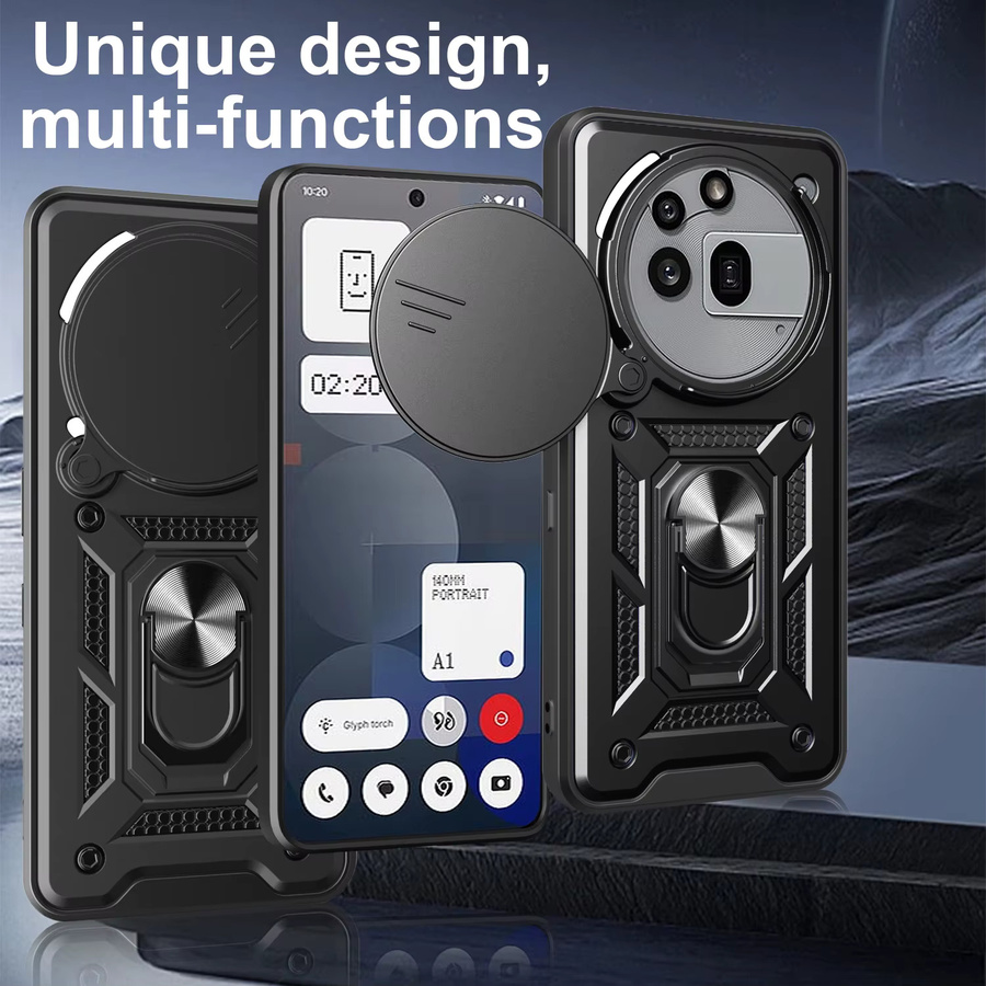 Silikon Handyhülle mit Linsenschutz und Armor Ringhalter für Nothing CMF Phone 1, 2 Pro, 3A Lite, 4A Pro und 2A Plus - Bild 2