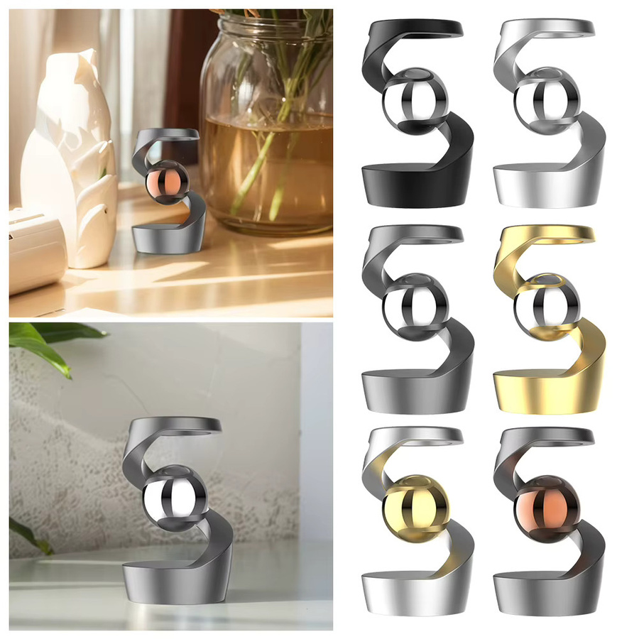 Alloet Kinetisches Schreibtischspielzeug Gold – Hängendes Gyroskop Fidget Spinner mit optischer Täuschung zur Büro-Dekoration - Bild 5