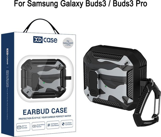XDcase Sicherheitsverschluss-Ohrhörerhülle für Samsung Galaxy Buds3 und Buds3 Pro, sturzsichere Schutzhülle für das Kopfhörerfach, Grün/Mehrfarbig - Bild 1