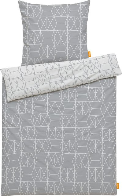EMMA Bettwäsche Set aus Baumwolle mit Reißverschluss, Grau, B/H: 135 x 200 cm und 80 x 80 cm - Bild 1