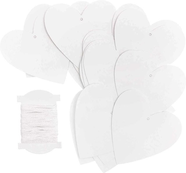 Rico Design Paper Poetry Papieranhänger Herzen in Weiß, 24 Stück, B: 8 cm x H: 8 cm - Bild 1