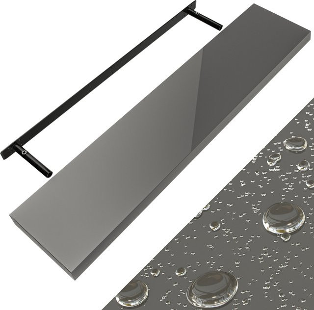 CASARIA Wandregal Schweberegal in Grau Hochglanz mit Halterung, Höhe: 110 cm - Bild 1