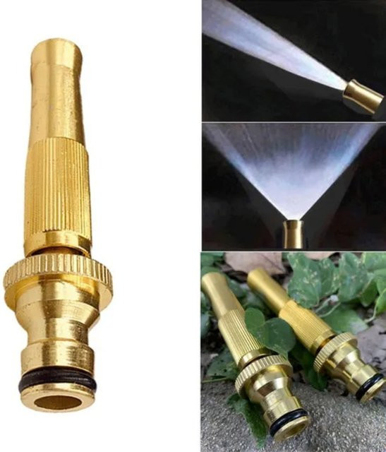 Einstellbare Hochdruck Wasserpistole aus Messing in Gold für den Gartenschlauch - Bild 1