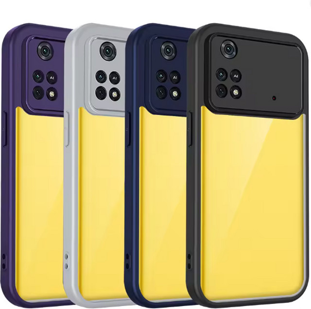 Stoßfeste Silikon-Schutzhülle für Xiaomi Poco M4 Pro 4G in Transparent oder Purple mit matter Rückseite - Bild 1