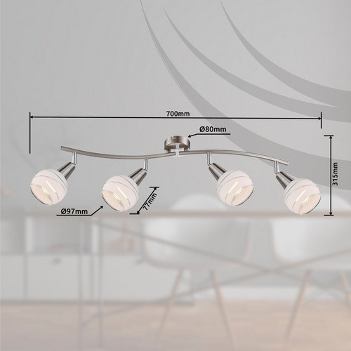 Globo Lighting Deckenleuchte Elliott in Nickelfarben mit grauem Glas und inklusive Leuchtmittel, Breite: 30 cm - Bild 4
