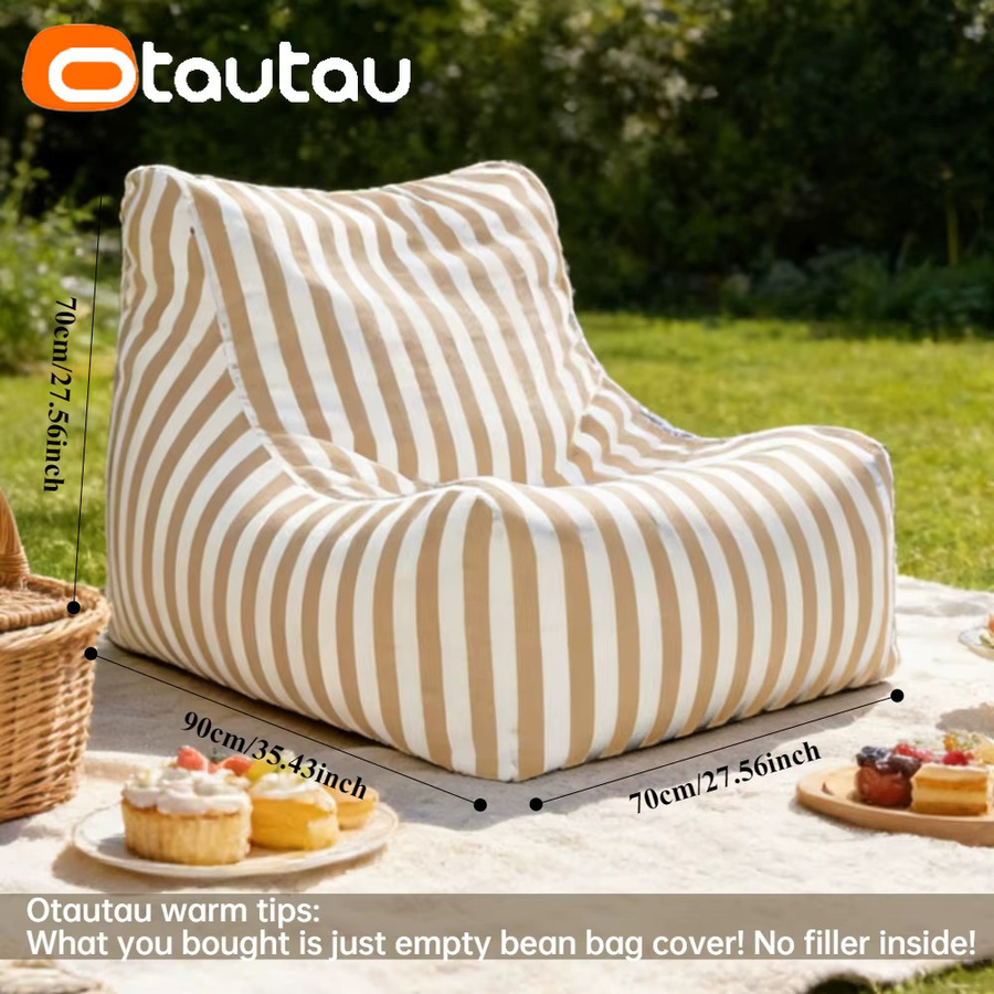 OTAUTAU Sitzsackbezug für Outdoor Pool Floats und Gartenliegen, gestreift, Beige - Bild 3