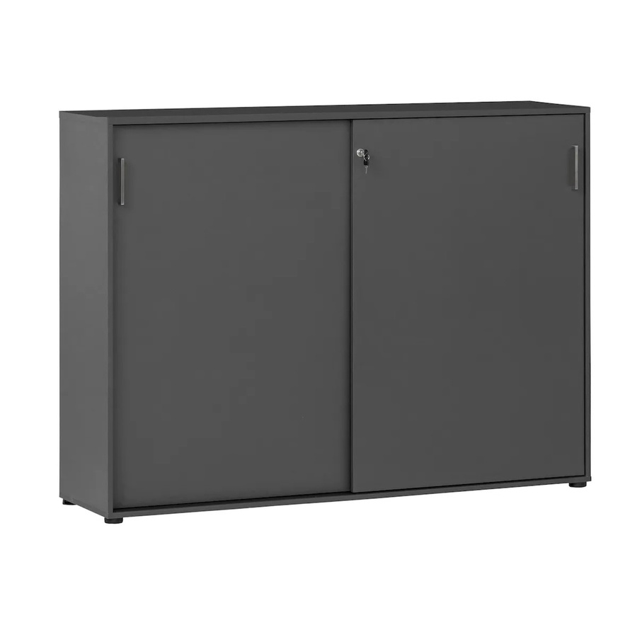 Möbelpartner Schiebetürenschrank Hippo Large Anthrazit Matt mit verstellbaren Regalböden und Schloss, H x B x T: 120 x 160 x 40 cm - Bild 2