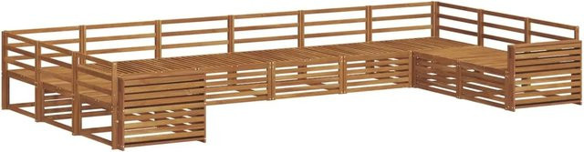 vidaXL Sofagarnitur aus Massivholz Akazie in Natur Braun, 10-teiliges U-Shape Set mit Latten-Design - Bild 1