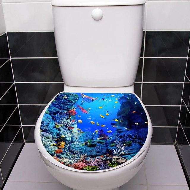 Mellifluouse 3D Wandaufkleber für das Badezimmer mit floralem Design in Bunt und Blau, selbstklebend - Bild 1