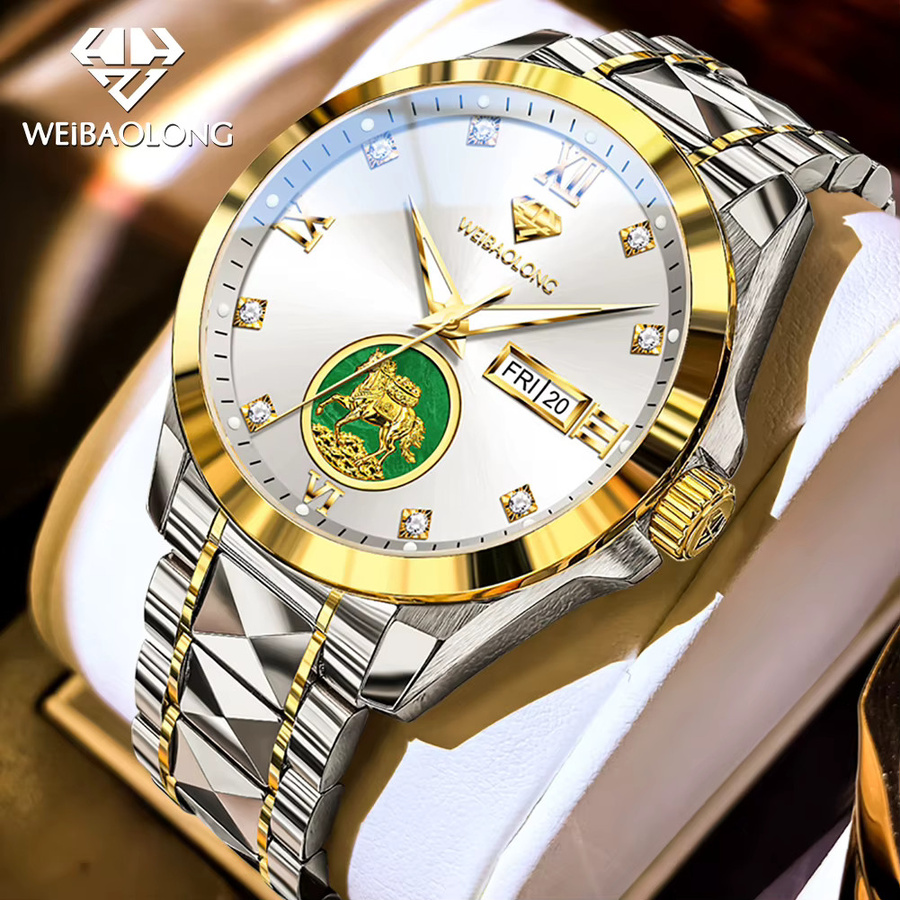 WEiBAOLONG Mechanische Uhr, Edelstahl, Herren, 5 ATM, Leuchtzeiger - Bild 3