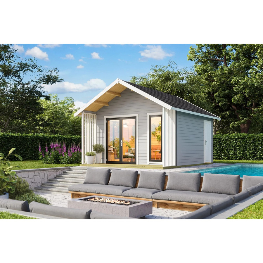 Lasita Blockbohlenhaus Murano Gartenhaus mit Satteldach in Grau, B/H/T: 448,5 x 330,6 x 520 cm - Bild 2