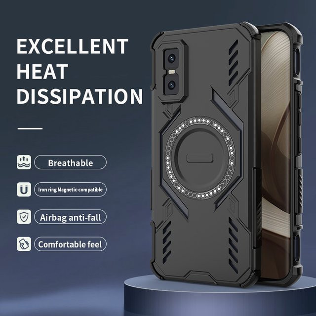 Magnetische Handyhülle für Infinix GT 30 PRO 5G Hot 50 Pro 4G Note 50S 60 mit Wärmeableitung und stoßfestem Schutz in Schwarz und Lila - Bild 1
