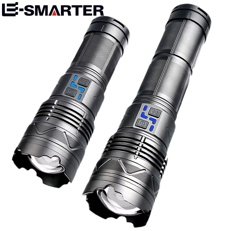 ESMARTER GT60 Taktische LED-Taschenlampe in Schwarz mit 20000 Lumen und 100 W Leistung, USB-wiederaufladbar mit 4 Batterien - Bild 2