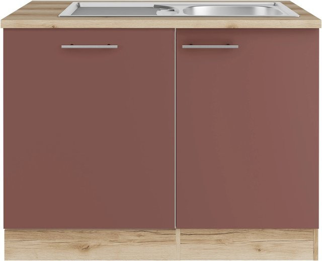 OPTIFIT Bari407 Küchen-Spülenschrank-Set in Rostrot mit mattem Design und melaminbeschichteten Türen - Bild 1