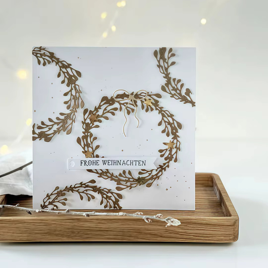 Goldene Metall-Stanzform in Herzform für Weihnachtskarten und Scrapbooking - Bild 2
