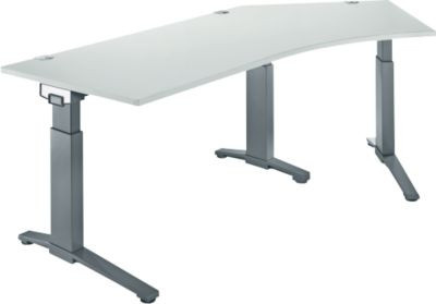 Schäfer Shop Genius Schreibtisch ERGOSTYLE S Eckschreibtisch mit C-Fuß Gestell, manuell höhenverstellbar, lichtgrau/anthrazit, B: 216,5 cm, T: 80 cm, H: 67,5-89,5 cm - Bild 1