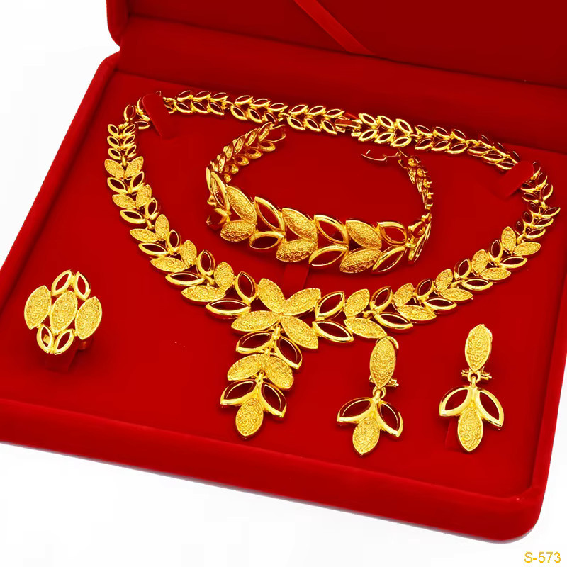 Schmuck-Set, 916 Gold, Blatt-Anhänger, Halskette, Ohrringe, Damen - Bild 2