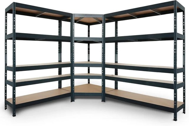 Ar Shelving Rivet Set Regal in Anthrazit mit 5 HDF-Böden, B: 180 cm, H: 240 cm, T: 45 cm - Bild 1