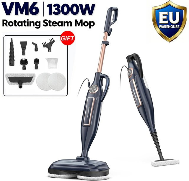INSE VM6 Multifunktionaler 10-in-1 Dampfreiniger mit rotierenden Wischpads, 1300W Leistungsstarker Bodendampfreiniger in Beige - Bild 1
