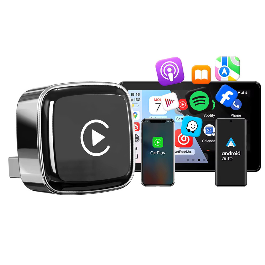 Grandnavi Mini Wireless 2-in-1 Carplay Adapter für Android und iPhone, kabellose AI Box mit USB-Verbindung, Farbe: Schwarz - Bild 7