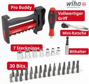 Wiha ProBuddy Evo Bit- und Steckschlüssel-Set 1/4 Zoll, 40-teilig, rot-schwarz - Bild 3