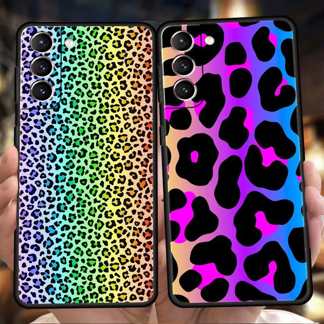 Samsung Handyhülle mit Leopardenmuster als Soft Cover in Multicolour für Galaxy S25 Edge S24 S23 S22 Ultra S21 FE S20 S10 S9 Plus S10E 5G - Bild 1