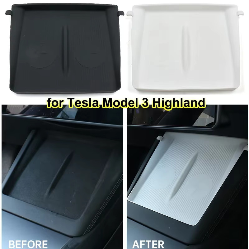 Beworth Silikon Anti-Slip Lade-Pad für Tesla Modell Y Juniper 2025 und Modell 3 Highland 2024 in Schwarz - Bild 4
