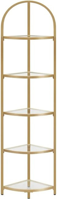 VASAGLE Eckregal mit 5 Etagen aus Metall und Hartglas in Gold, B/T/H: 28 x 28 x 158 cm - Bild 2